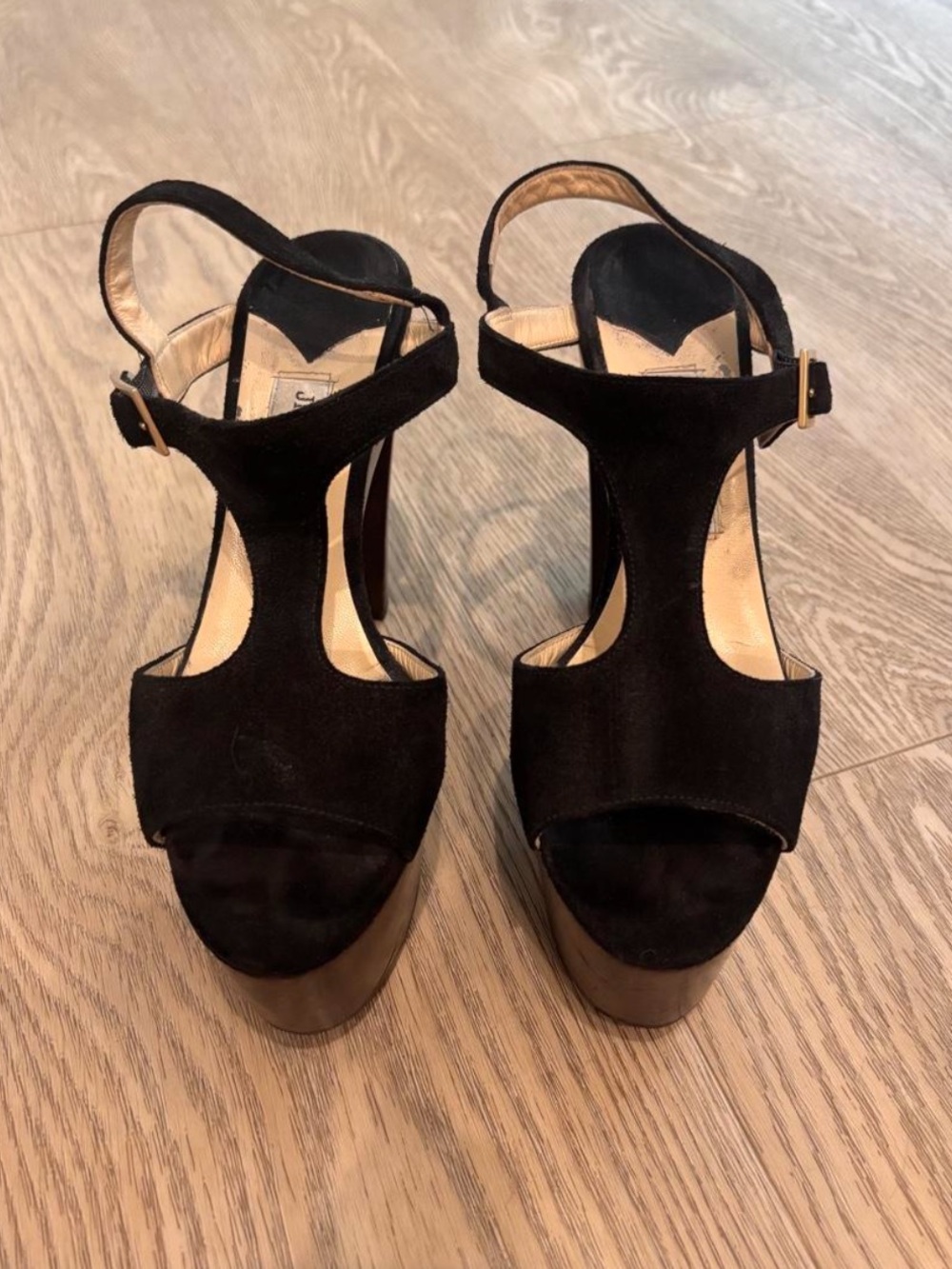 Vintage Jimmy Choo Black & Wood Pumps